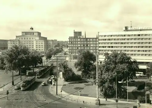 AK, Leipzig, Blick vom Hauptbahnhof zur Goethestr., 1967