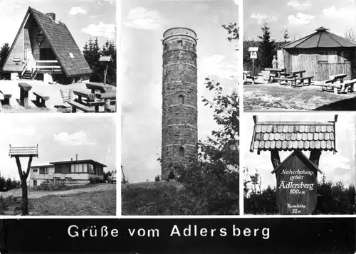 AK, Schleusingen, Gruß vom Adlerberg, fünf Abb., Echtfoto, um 1988