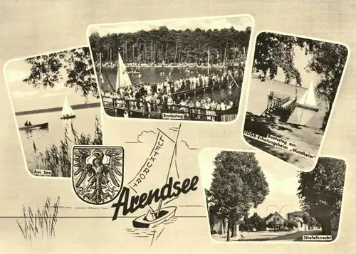 AK, Arendsee, vier Abb. gestaltet, Wappen, 1964
