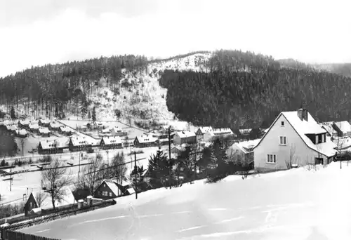 AK, Breitenbrunn Erzgeb., winterliche Teiansicht, Version 1, 1976