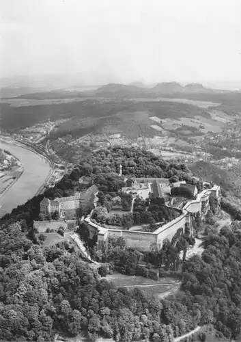 AK, Königstein Sächs. Schweiz, Luftbildansicht der Festung, 1974