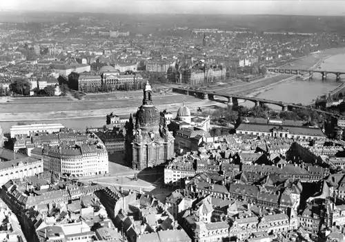 AK, Dresden, Areal um die Frauenkirche, Luftbild, vor 1945 - Reprint 1979