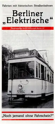 tour. Prospekt, Berliner "Elektrische" - Fahrten mit hist. Straßenbahnen, 1995