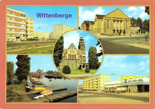 AK, Wittenberge, fünf Abb., u.a. Kaufhalle, 1982