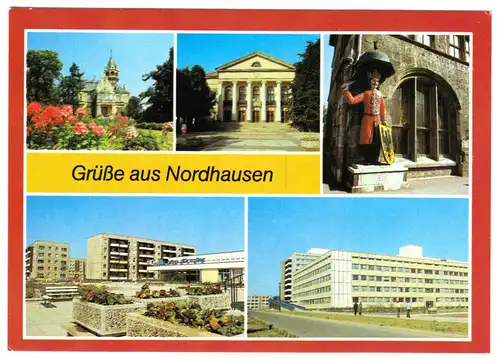 AK, Nordhausen, fünf Abb., u.a. Kaufhalle, 1990