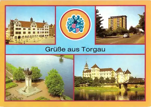 AK, Torgau, vier Abb. und Wappen, 1988