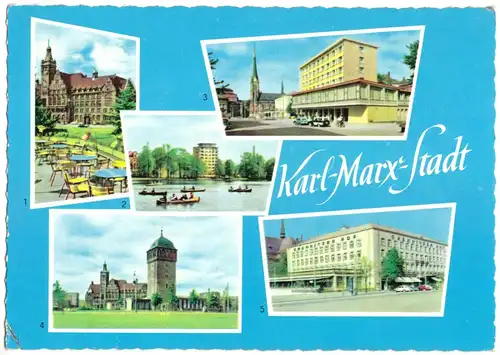 AK, Karl-Marx-Stadt, fünf Abb., gestaltet, 1962