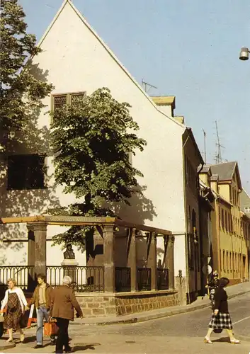 AK, Lutherstadt Eisleben, Luthers Geburtshaus, Straßenansicht, 1985