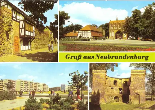 AK, Neubrandenburg, vier Abb., 1989