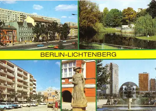 AK, Berlin Lichtenberg, fünf Abb., um 1989