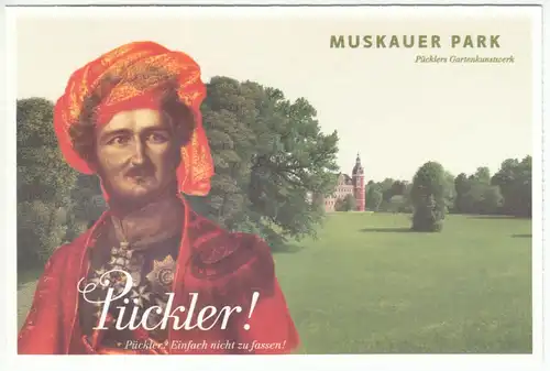 AK, Bad Muskau, Muskauer Park, Fürst Pückler, Eintrittskarte als AK, 2012