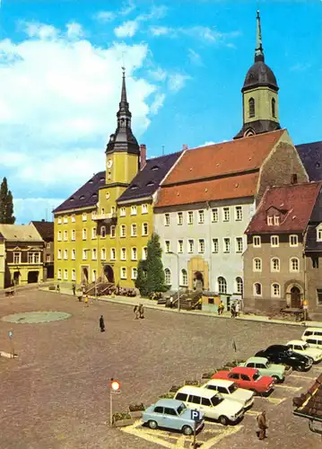 AK, Roßwein Kr. Döbeln, Blick zum Rathaus, 1980
