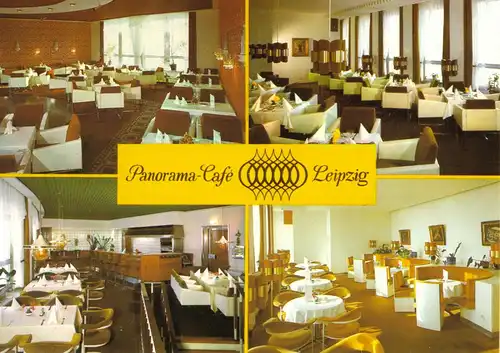 AK, Leipzig, HO Panorama-Café, vier Ansichten, Gasträume, 1985