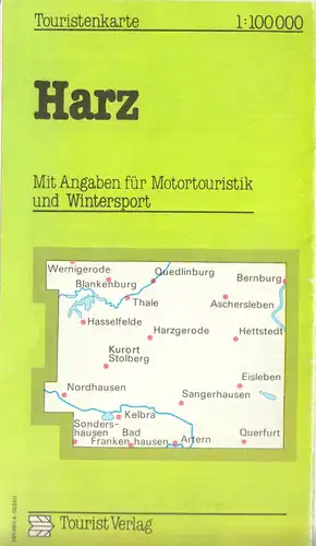 Touristenkarte, Harz [Ostharz], 1985