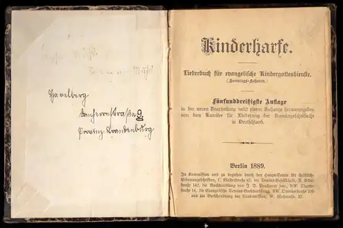 Kinderharfe  - Liederbuch für evangelische Kindergottesdienste, 1889
