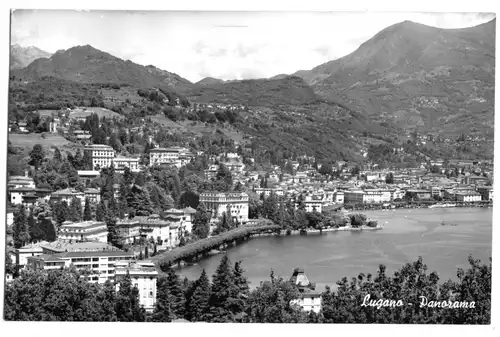 AK, Lugano, TI, Panorama-Ansicht, um 1960