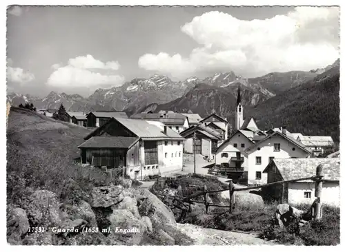 AK, Guarda, GR, Teilansicht mit Kirche, 1972