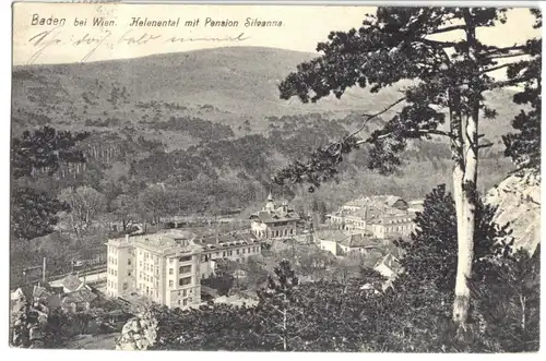 AK, Baden bei Wien, Niederösterreich, Helenental mit Pansion Silvanna, 1913