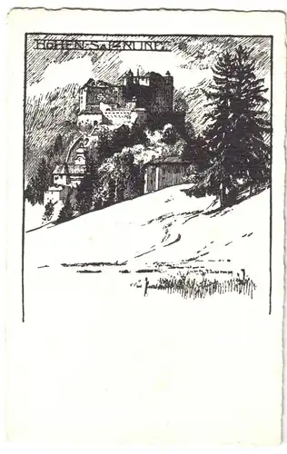 AK, Salzburg, Festung Hohensalzburg, Künstlerkarte, um 1925