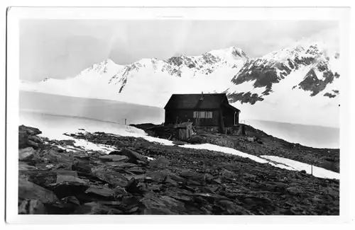 AK, Obergurgl, Ötztal, Tirol, Karlsruher Hütte gegen Querkogel, um 1939