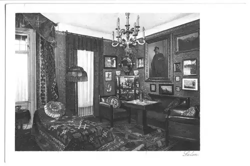 AK, Wien, Hotel "Sächsischer Hof", Wien II, Taborstr. 46a, Salon, um 1913
