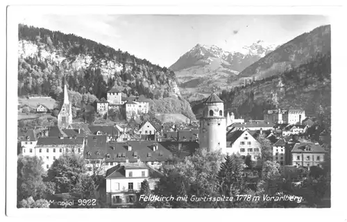 AK, Feldkirch, Vorarlberg, Teilansicht mit Gurtisspitze, 1929