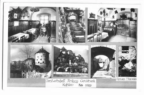 AK, Kufstein, Tirol, Gastwirtschaft Festung Geroldseck, sieben Abb., 1956