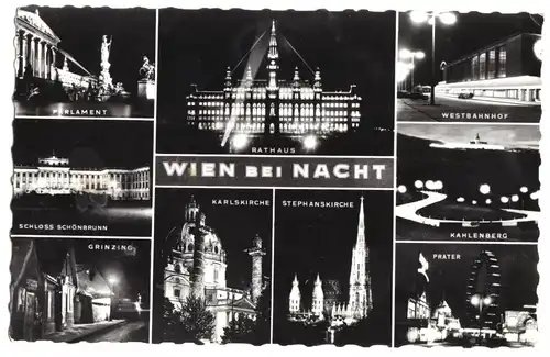 AK, Wien, neun Nachtansichten, um 1962