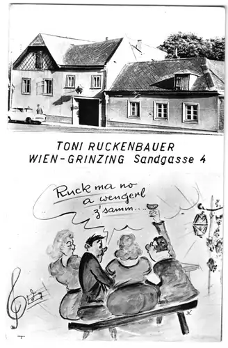 AK, Wien Grinzing, Gaststätte Toni Ruckenbauer, zwei Abb., 1967