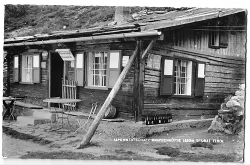 AK, Stubai, Tirol, Alpenwirtschaft Knappenhütte, um 1960