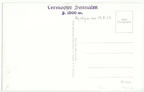 AK, Leermoos, Tirol, Lermooser Sennalm, um 1959