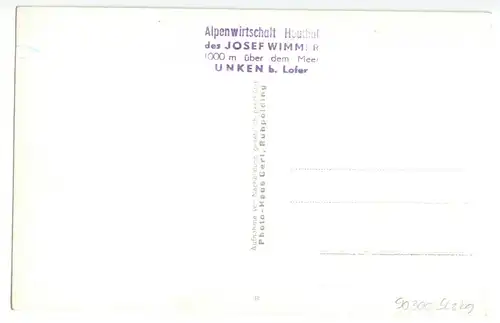 AK, Unken bei Lofer Salzburg, Alpenwirtschaft Heuthal mit Reiteralp, um 1960