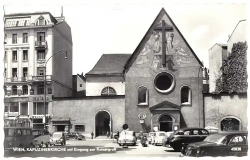 AK, Wien, Kapuzinerkirche mit Eingang zur Kaisergruft, um 1963