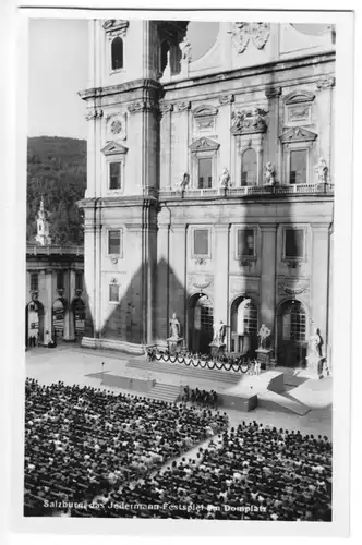 AK, Salzburg, Das Jedermann-Festspiel am Domplatz, um 1958