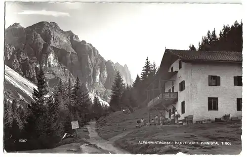 AK, Pinnistal Tirol, Alpenwirtschaft Herzeben, 1960