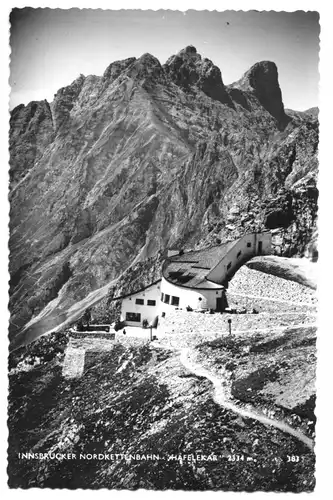 AK, Innsbruck, Insbrucker Nordkettenbahn "Hafelekar", 1953