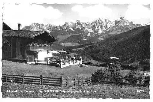 AK, St. Martin im Pongau, Salzburg, Buttermilchalm gegen Stuhlgebirge, um 1965