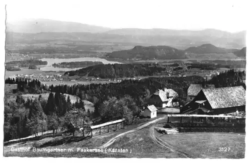 AK, Gasthof Baumgartner mit Faakersee, Kärnten, 1970