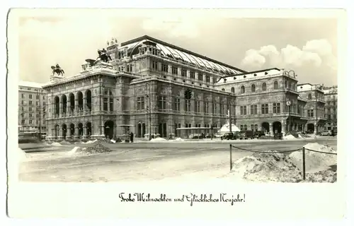 AK, Wien, Staatsoper, Winteransicht mit Weihnachtsgrüßen, 1973