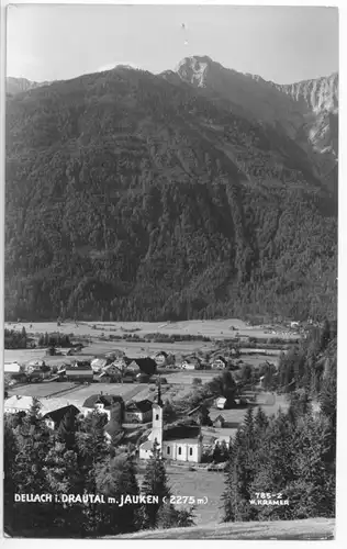 AK, Dellach im Drautal, Kärnten, Teilansicht mit Jauken, um 1958