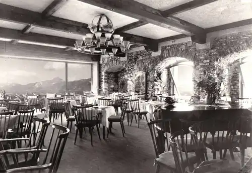 AK, Ruine Landskron, Kärnten, Café und Restaurant, Gastraum, um 1965