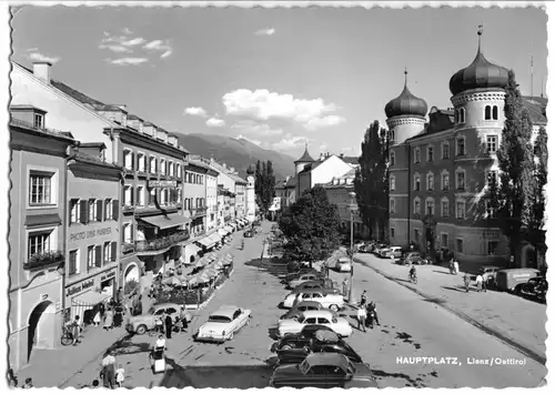 AK, Lienz Osttirol, Hauptplatz, belebt, 1963