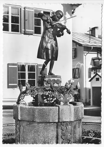 AK, St. Gilgen am Wolfgangssee, Salzburg, Mozartbrunnen, um 1965