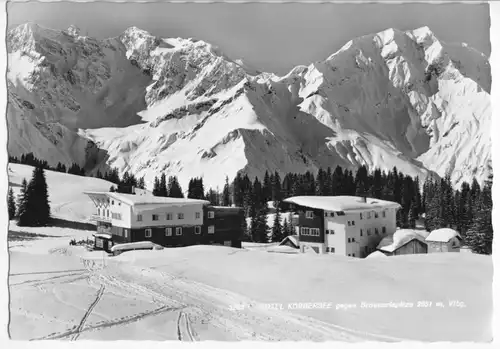 AK, Schöcken, Vorarlberg Hotel Köbersee gg. Braunarlsspitze, Winteransicht, 1962