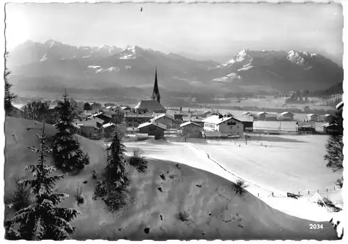 AK, Kössen, Tirol, Teilansicht gegen Wilden und Zahmen Kaiser, um 1965