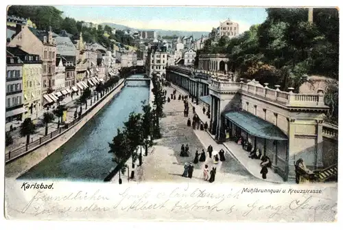 AK, Karlsbad, Karlovy Vary, Mühlbrunnenquai u. Kreuzstr., 1905