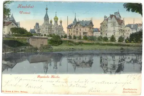 AK, Karlsbad, Karlovy Vary, Russische Kirche und Villen, 1900