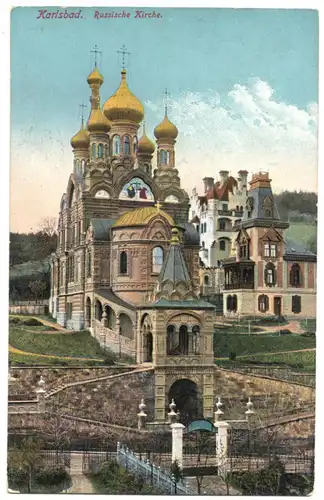AK, Karlsbad, Karlovy Vary, Russische Kirche, 1914