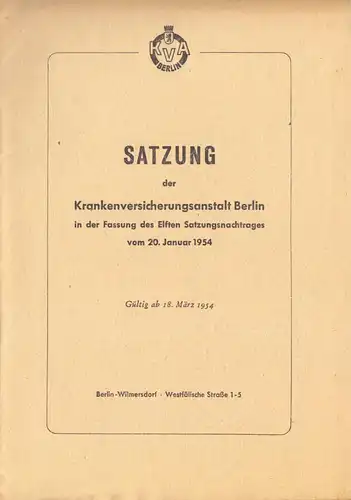 Satzung der Krankenversicherungsanstalt Berlin i.d.F. vom 20.1.1954