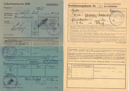 Konglomerat von Dokumenten eines Arbeitslebens, u.a. Arbeits- und SV-Buch, 49-80